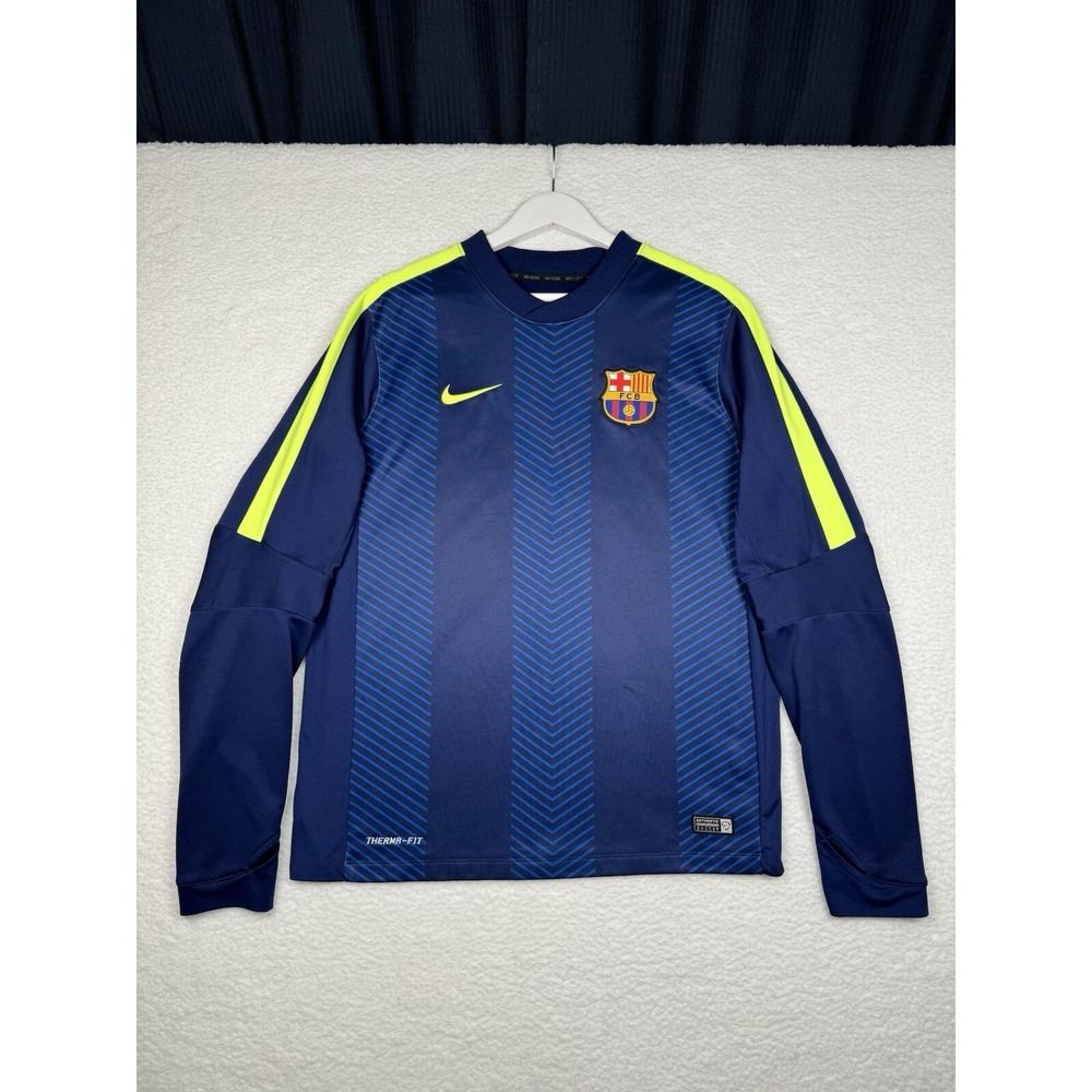 Nike FCB Barcelona Therma-Fit Soccer Jersey - Men's Large - Blue Sriped